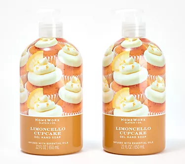 HomeWorx by Slatkin + Co. S/2 22oz Limoncello Cake Gel Hand Soaps