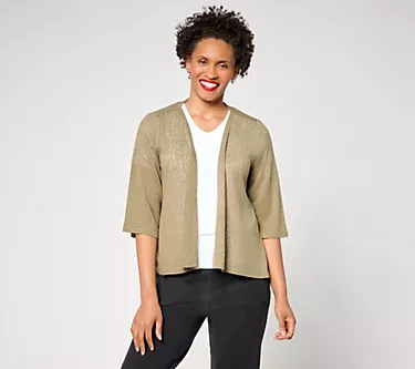 Denim & Co. Essentials Slub Knit Drape Front Cardigan