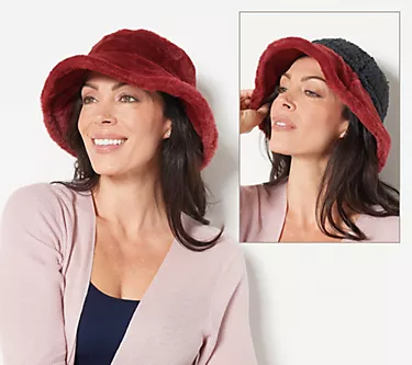 Sprigs Reversible Faux Fur and Sherpa Bucket Hat