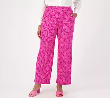 Isaac Mizrahi Live! Regular Silky Ponte Printed Pull-On Patio Pants