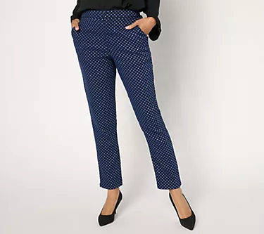Joan Rivers Petite Jacquard Metallic Ankle Pant