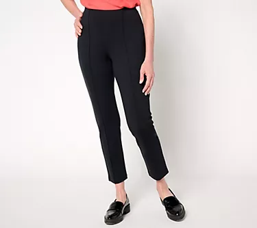 Joan Rivers Petite Signature Ponte Ankle Pants with Pintucks