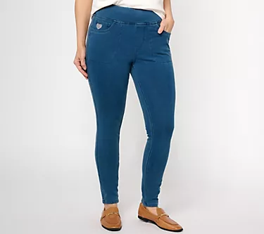 Quacker Factory DreamJeannes Short Flat Waistband Leggings