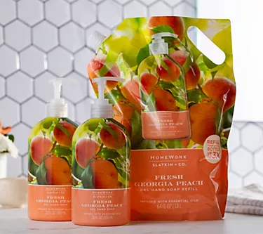 HomeWorx by Slatkin + Co. S/2 Hand Soaps & Refill Fresh Georgia Peach 1 21223-homeworx-by-slatkin-co-s-2-hand-soaps-refill-fresh-georgia-peach-1.webp