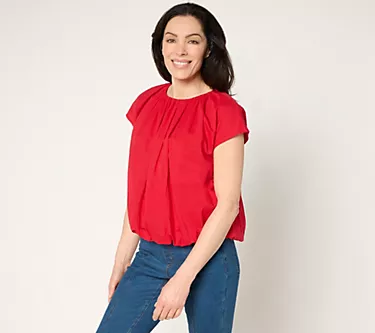 Carla Rockmore Collection 100% Cotton Cap-Sleeve Bubble Blouse 1 213405-carla-rockmore-collection-100-cotton-cap-sleeve-bubble-blouse-1.webp
