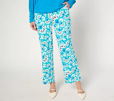 Susan Graver Petite Soleil Printed Knit Ankle Pant