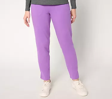 Denim & Co. Active Petite French Terry Ankle Pant with Gauze Detail