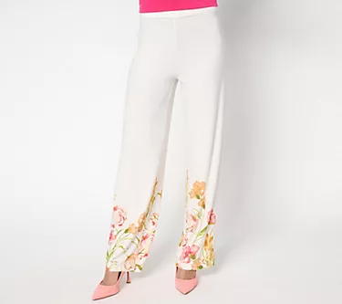 Graver Susan Graver Petite Printed Liquid Knit Wide Leg Pants