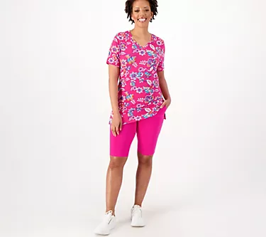 Sport Savvy Regular Printed Jersey Tunic w/Solid Bike Short Set