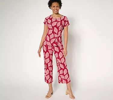 Attitudes by Renee Petite Como Jersey Top and Pant Set