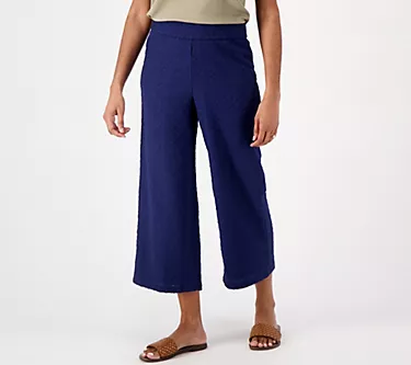 Isaac Mizrahi Live! Petite Textured Knit Crop Pants