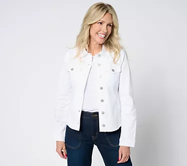 NYDJ Frayed Denim Jacket - Optic White