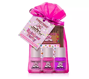 Piggy Paint Set of 3 Rainbow Party Nail Polishwith Nail Art