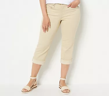 NYDJ Marilyn Straight Crop Jeans with Cuff- Butter