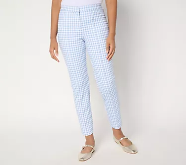 Tailored by Susan Graver Printed Ponte Regular Slim Leg Trousers