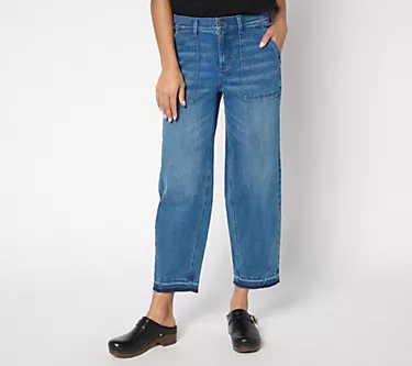 Denim & Co. Petite Indigo Easy Stretch Tapered Ankle Jean