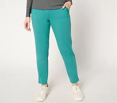 Denim & Co. Active Regular French Terry Ankle Pant with Gauze Detail