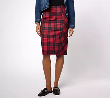 Susan Graver Regular Printed Ponte Knit Pull-On Pencil Skirt