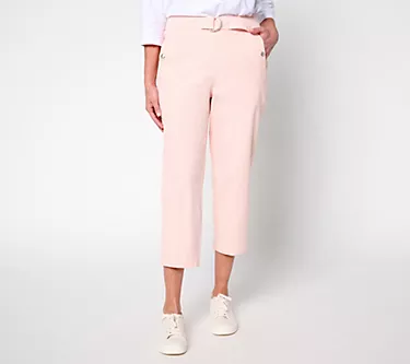 AnyBody Regular All-Stretch Twill Tapered Pants with Faux D-Ring Belt
