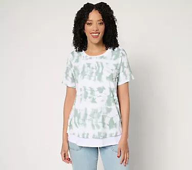 AnyBody Cozy Knit Jersey 2 For 1 Printed Tee