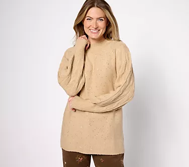 Jingle Belles by Kim Gravel Sparkling Sequin Mock Neck Sweater