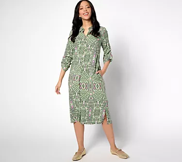 Denim & Co. Canyon Retreat Button Front Messa Shirt Dress