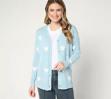 Belle by Kim Gravel Falling in Love Fuzzy Heart Cardigan