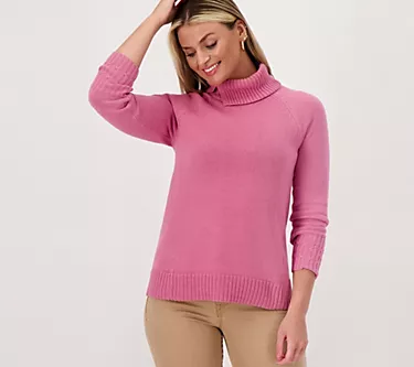 Isaac Mizrahi Live! Split Turtleneck Pullover Sweater