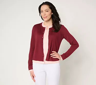 by Stacy London Double Layer Color Block Illusion Cardigan