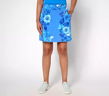 Susan Graver Courtside Social Regular Printed Liquid Knit Skort