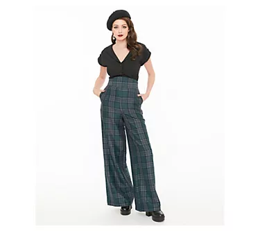 Unique Vintage 1940s Plaid High Waist Pants