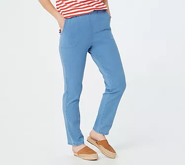 Denim & Co. Original Waist Stretch Regular Side Pocket Pants - Core