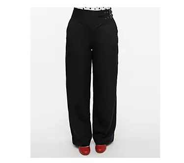 Unique Vintage Double Belt Woven Pants