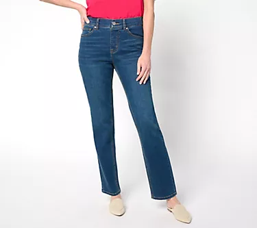 Isaac Mizrahi Live! Regular Indigo True Denim Straight Leg Ankle Jeans