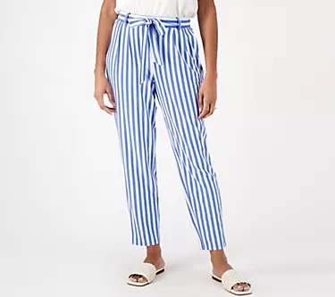 AnyBody Yarn Dyed Textured Jersey Tapered Leg Pant with Tie