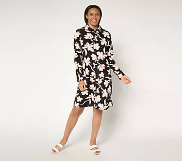 Susan Graver Soleil Woven Shirt Dress Cover-Up