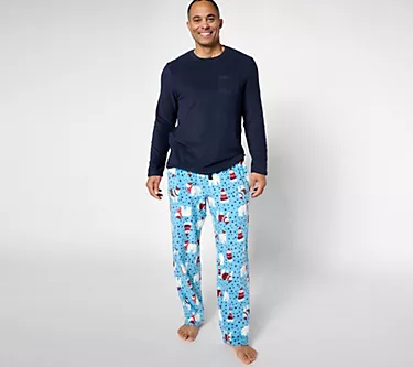 Cuddl Duds Men's Fleecewear with Stretch Pajama Set