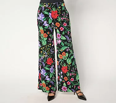 Susan Graver Regular Printed Liquid Knit Wide Leg Pants