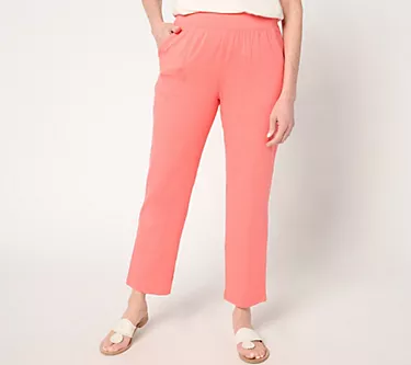 Denim & Co. Beach Jersey Regular Straight Leg Ankle Pant