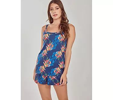 iCollection Floral Print Knit Cami & Short Lounge Set