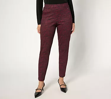 Susan Graver Regular Ponte Knit Slim Leg Ankle Pants
