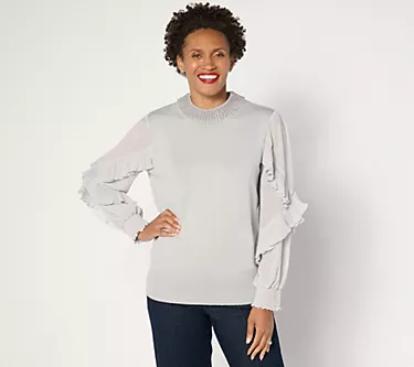 Fierce by Mally Jules Embellished Mock Neck Sweater