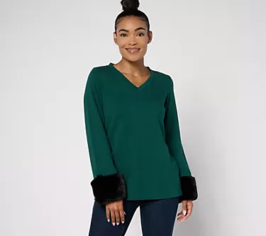 Jingle Belles by Kim Gravel Aspen Faux Fur Cuffed Top 1 239790-jingle-belles-by-kim-gravel-aspen-faux-fur-cuffed-top-1.webp
