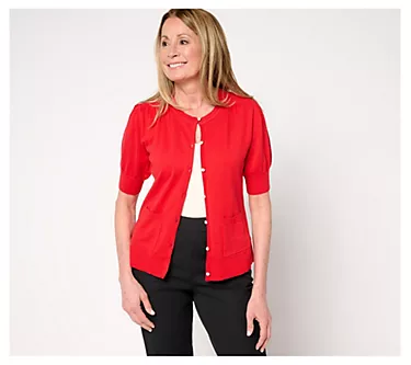Isaac Mizrahi Live! Button Front Silk Blend Cardigan