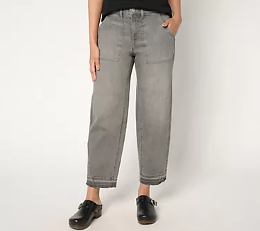 Denim & Co. Petite Black Easy Stretch Tapered Ankle Jean