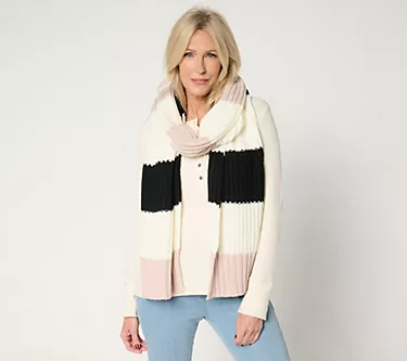 Complliments 84" x 15" Striped Rib Knit Scarf