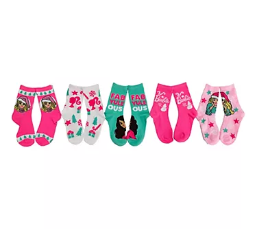 Barbie Girl's Holiday Character Crew Sock Set -5 Pair 1 242245-barbie-girl-s-holiday-character-crew-sock-set-5-pair-1.webp
