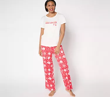 AnyBody Tall Luch Jersey Sleep Set with Graphic Tee and Ankle Pants