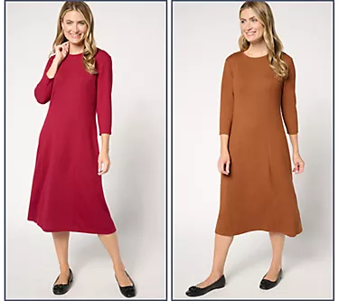 Denim & Co. Essentials Regular Heavenly Jersey Dress 2-Pack