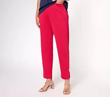 Isaac Mizrahi Live! Tall Pebble Knit Slim Leg Ankle Pants
